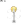 SG4187 - F136 Titanium Threaded Labret with Opal or Zircon Gem - Image 7