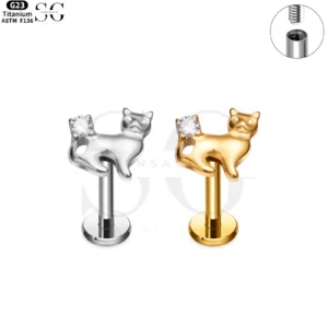 SG4198 - F136 Titanium Cat Shape Labret Piercing