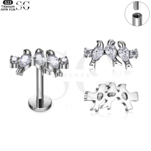 SG4205 - F136 Titanium Triple Bird Design Labret