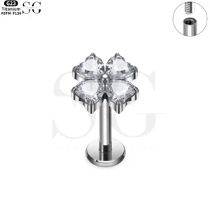 SG4218 - F136 Titanium Snowflake Design Zircon Threked Labret