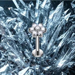 SG4234 - F136 Titanium Threaded Labret with 5 Zircon Options