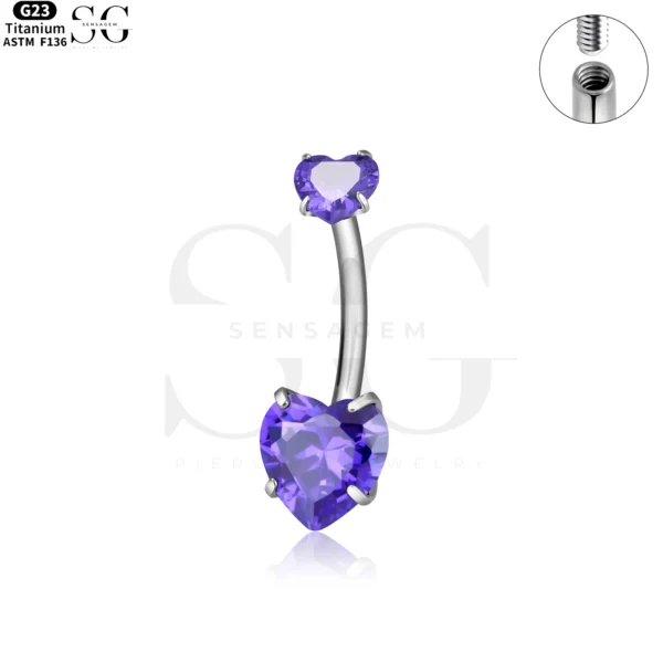 SG6014 - F136 Titanium Belly Ring with Colorful Zircon - Image 8