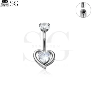 SG6027 Titanium Heart Belly anillo para mujeres