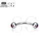 SG7023 Internally Threaded Titanium Eyebrow Barbell with Zircon - Image 13
