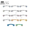 SG7023 Internally Threaded Titanium Eyebrow Barbell with Zircon
