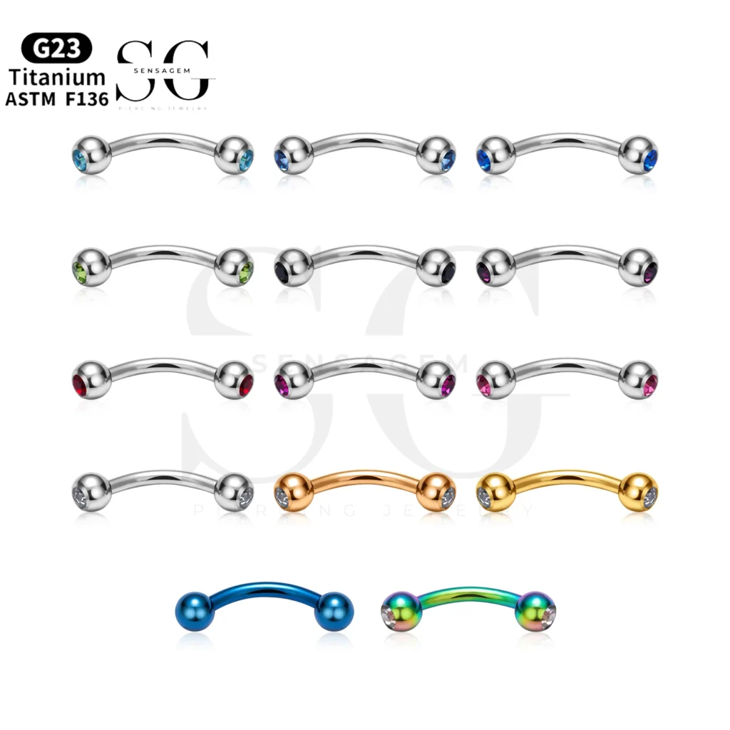 SG7023 titanium belly ring with multi-color zircon stones