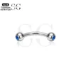 SG7023 Internally Threaded Titanium Eyebrow Barbell with Zircon - Image 9