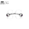 SG7023 Internally Threaded Titanium Eyebrow Barbell with Zircon - Image 12