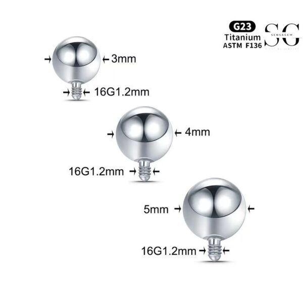 SG8014 Internally Threaded Ball for Lip, Nose, and Ear Piercings - Image 5