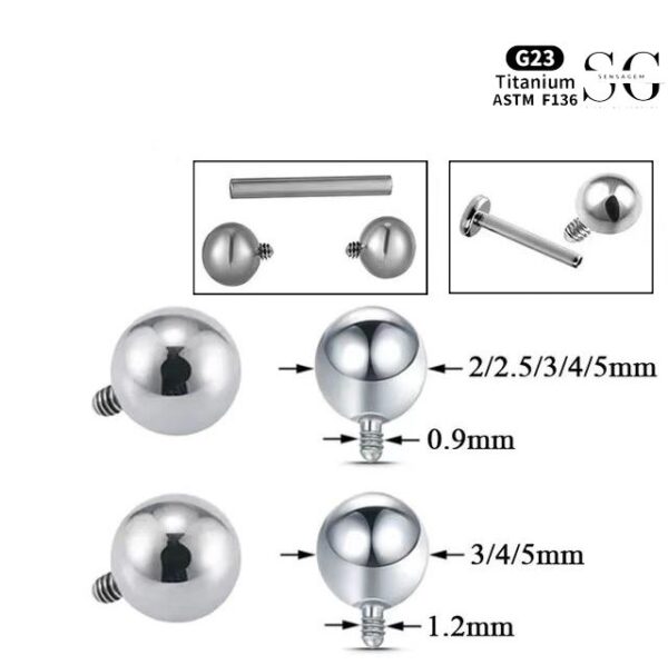 SG8014 Internally Threaded Ball for Lip, Nose, and Ear Piercings - Image 4