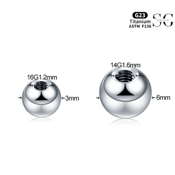 SG8015 Externally Threaded Ball for Lip, Nose, Belly, and Ear Piercings - Image 5