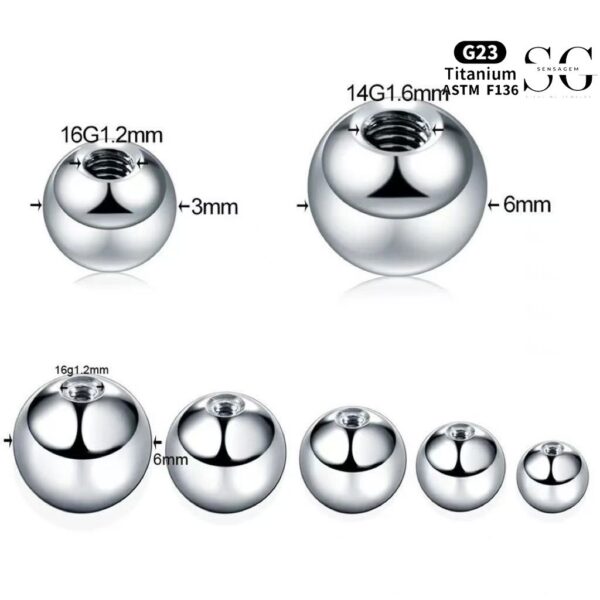 SG8015 Externally Threaded Ball for Lip, Nose, Belly, and Ear Piercings - Image 4