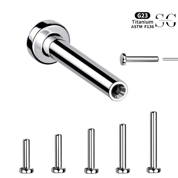 SGYS8012 Threadless Labret Post – Available in 0.8/1.0/1.2mm Thickness, 5-12mm Lengths - Image 2