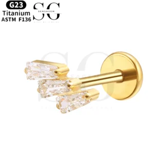 SGYS1006 Εσωτερικό νήμα labret με τρία τετράγωνα ζιρκόνια