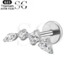 SGYS1012 Internal Thread Labret with Single Row of Four Zircons