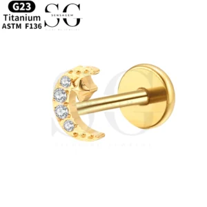 SGYS1023 Labret-Halbmond-Design mit Innengewinde und Zirkoneinlage
