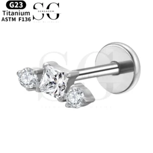SGYS1029 Internal Thread Labret with Zircon Accent