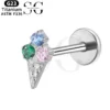 SGYS1030 Internal Thread Labret with Multi-Color Zircon Design