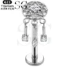 SGYS1033 Internal Thread Labret with Triple Dangling Gemstone Design - Image 2