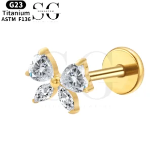 Labret de rosca interna SGYS1034 com design de borboleta