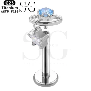 SGYS1035 Interne draad labret met cirkelvormige hanger -ontwerp