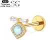 SGYS1039 Lock-Shaped G23 Titanium Labret with Zircon Gemstones