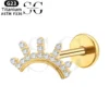 SGYS1040 Crown-Shaped G23 Titanium Labret with Zircon Gemstones