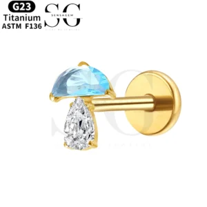 SGYS1041 Umbrella-Shaped G23 Titanium Labret with Multicolor Zircon Gemstones