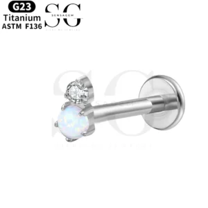 SGYS1045 Gourd-Shaped G23 Titanium Labret with Zircon Gemstone