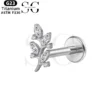 SGYS1047 Branch-Shaped G23 Titanium Labret with Zircon Gemstone