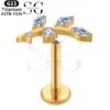 SGYS1053 Labret Studs - Branch-Shaped G23 Titanium Labret with Zircon Gemstone - Image 2