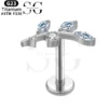 SGYS1053 Labret Studs - Branch-Shaped G23 Titanium Labret with Zircon Gemstone