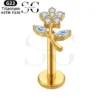 SGYS1055 Jewelry Labret - Flower Branch Design G23 Titanium Labret with Zircon Gemstone - Image 2