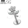 SGYS1055 Jewelry Labret - Flower Branch Design G23 Titanium Labret with Zircon Gemstone