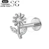 SGYS1058 Diamond Labret Stud - Three-Zircon Sunflower Shape Implant-Grade G23 Titanium