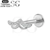 SGYS1062 Internal Thread Gem Labret Stud – F136 Titanium with Eyebrow-Shaped Design