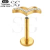 SGYS1062 Internal Thread Gem Labret Stud – F136 Titanium with Eyebrow-Shaped Design - Image 2