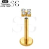SGYS1063 Internal Thread Stud Labret – F136 Titanium with Four White Zircon Gems - Image 2