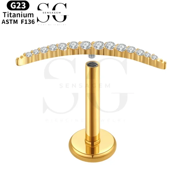 SGYS1076 - Body Piercings Jewelry: Fan-Shaped Internal Thread Labret - Image 2