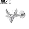 SGYS1077 - Custom Body Piercing Jewelry: Deer Head Internal Thread Labret