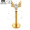 SGYS1077 - Custom Body Piercing Jewelry: Deer Head Internal Thread Labret - Image 2