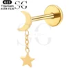 SGYS1096 Threaded Labret – F136 Titanium with Moon & Star Dangle Charm