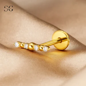 SGYS1098 DRAAGE LABRET - F136 Titanium met zirkoon & Bal afwisselend ontwerp