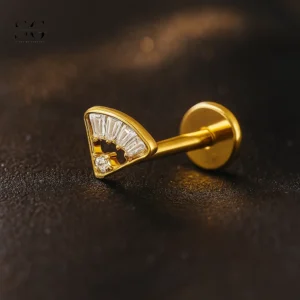 SGYS1099 DRAAGE LABRET-F136 Titanium fanvormig zirkoonontwerp