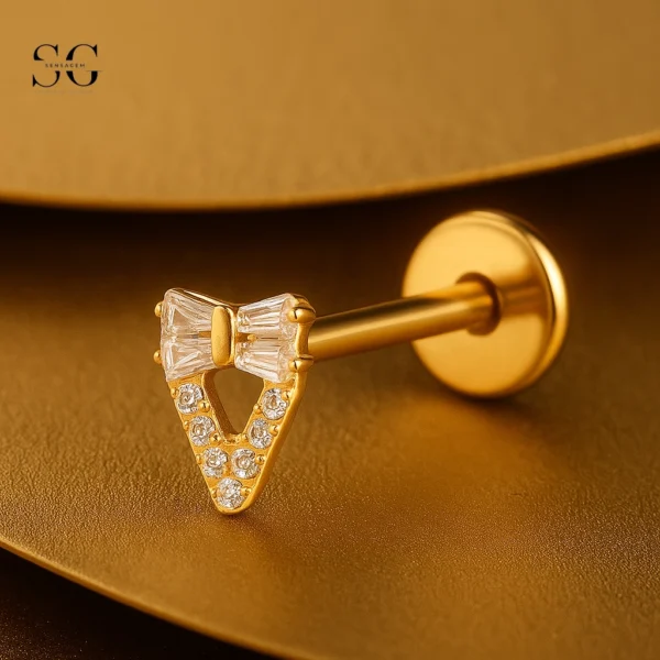 SGYS1100 Threaded Labret – F136 Titanium Multi-Zircon Teardrop Design
