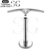 SGYS1110 Curved Blade Zircon Threaded Labret – F136 Titanium - Image 2