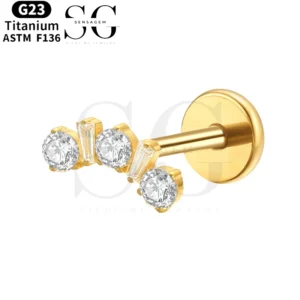 SGYS1112 Circular Zircon Threaded Labret – F136 Titanium Jewelry