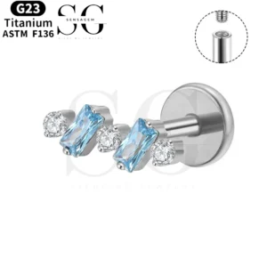 SGYS1114 Geometric Zircon Threaded Labret – Titanium Piercing Jewelry