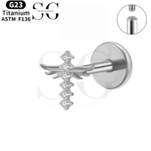 SGYS1116 Cross Design Threaded Labret – Titanium Piercing Jewelry
