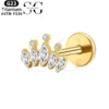 SGYS1123 – Symmetrical Marquise and Round Zircon Threaded Labret in F136 Titanium